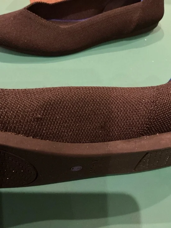 Rothy's Black Pointed Knit Flats with Blue Trim Accent - Picture 5 of 7